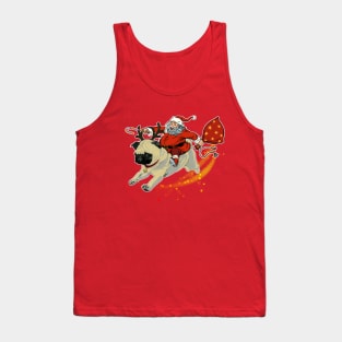 Reindeer Pug Dog with Santa Claus | Christmas Shirt For Women Men Tank Top